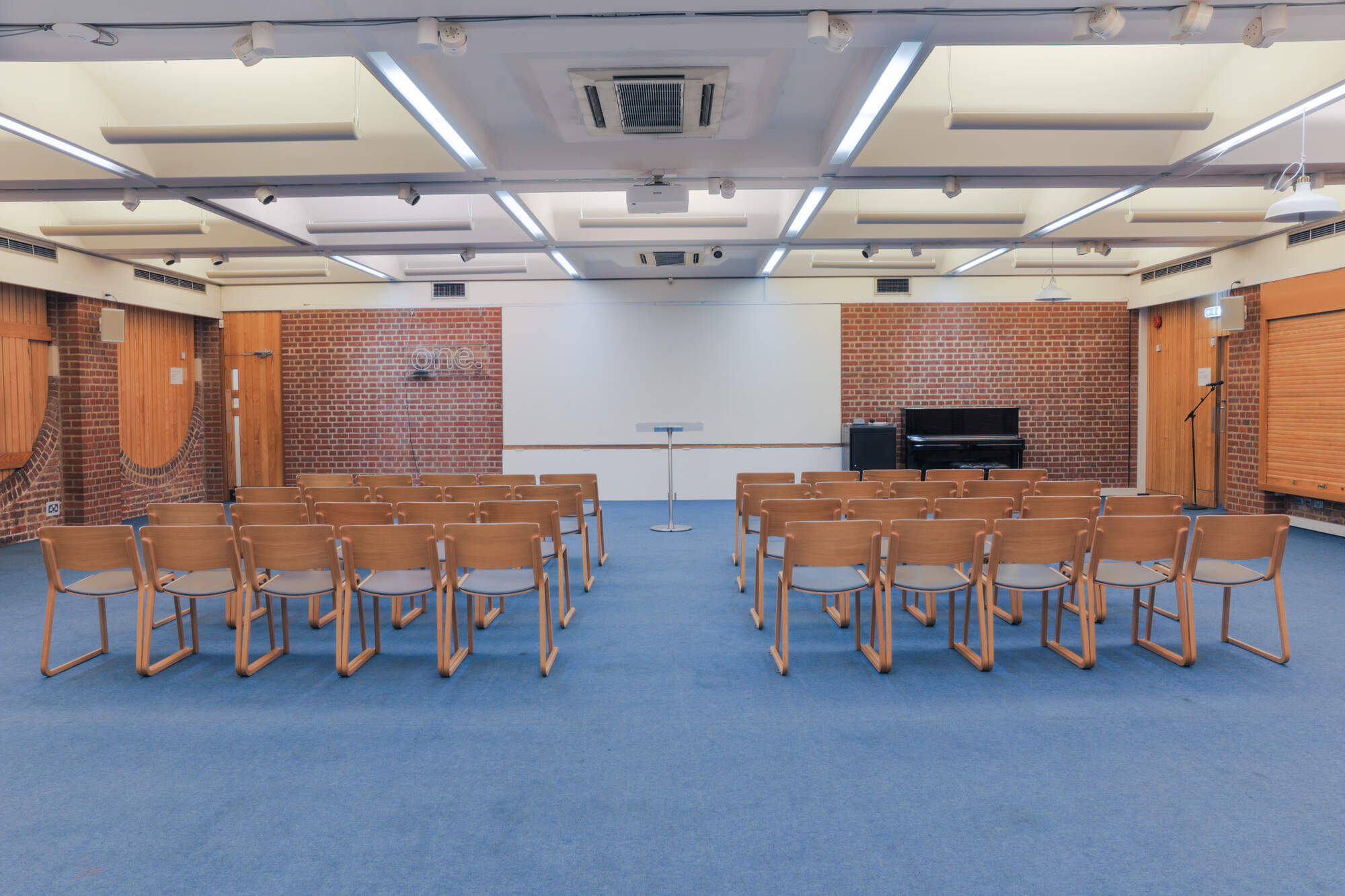 The Waldegrave Hall at All Souls Langham Place, set up with chairs in rows.