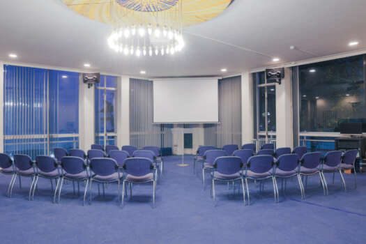 The Blue Lounge at St Paul's Robert Adam Street, set up with chairs in rows.